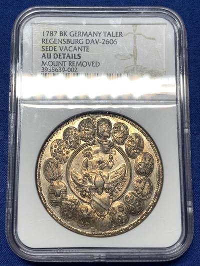 《竞宝斋》第482场 周日，周一 2场连拍 （全场包邮）20级店铺 欢迎送拍 - NGC AUD 德国 1787BK 雷根斯堡主教区 缺位泰勒大银币 细节见图