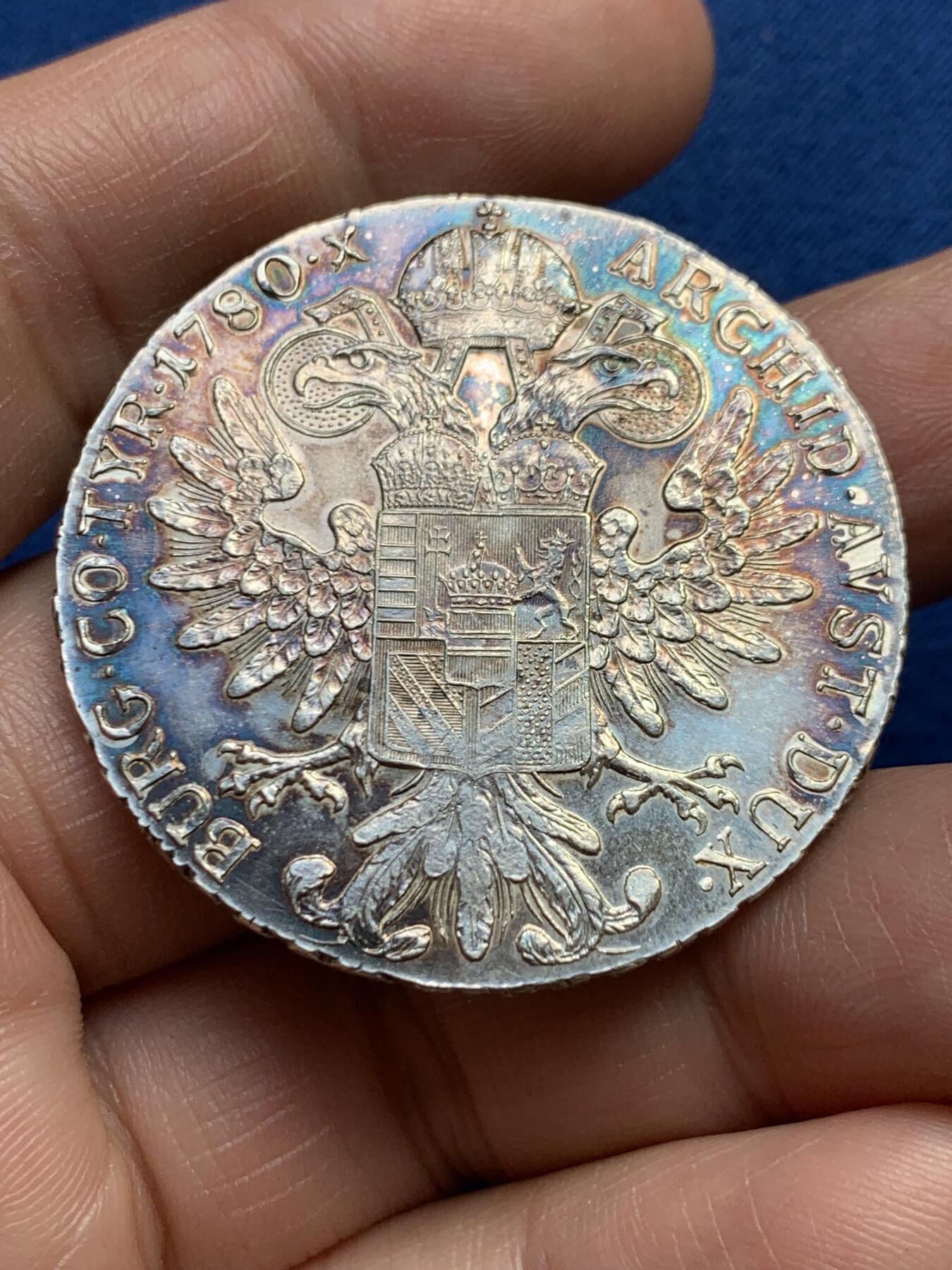 《竞宝斋》第482场 周日，周一 2场连拍 （全场包邮）20级店铺 欢迎送拍 1780年奥地利大奶妈1泰勒后铸银币