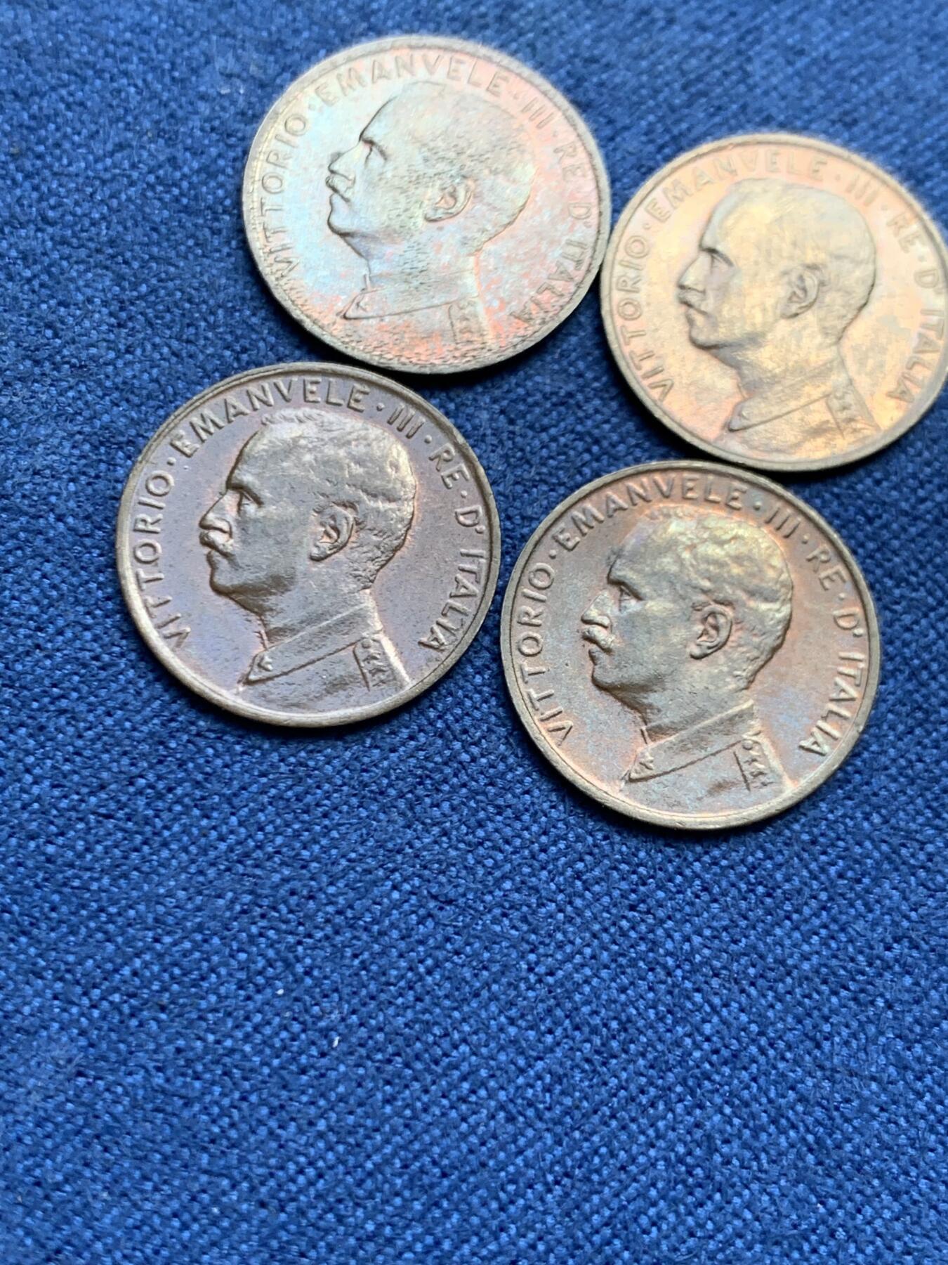 《竞宝斋》第482场 周日，周一 2场连拍 （全场包邮）20级店铺 欢迎送拍 四枚一组 好品 意大利1916年1分