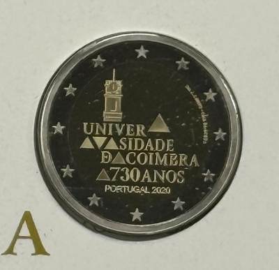 S&S Numismatic世界钱币-拍卖 第126期  葡萄牙2020年 科英布拉大学成立730周年 2欧元双色纪念币 精制 官方卡币