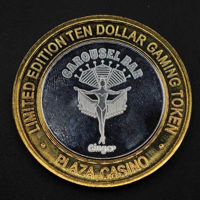 【淘币小摊】实时拍第八百九十六拍   银币套币场    每周一统一发货 美国拉斯维加斯（Plaza Casino）10美元银芯代币重40克 银芯0.6盎司999银