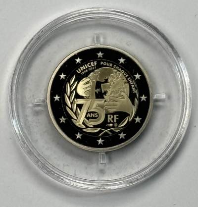 S&S Numismatic世界钱币-拍卖 第126期  法国2021年 联合国儿童基金会75周年 2欧元双色纪念币 精制 盒证齐全
