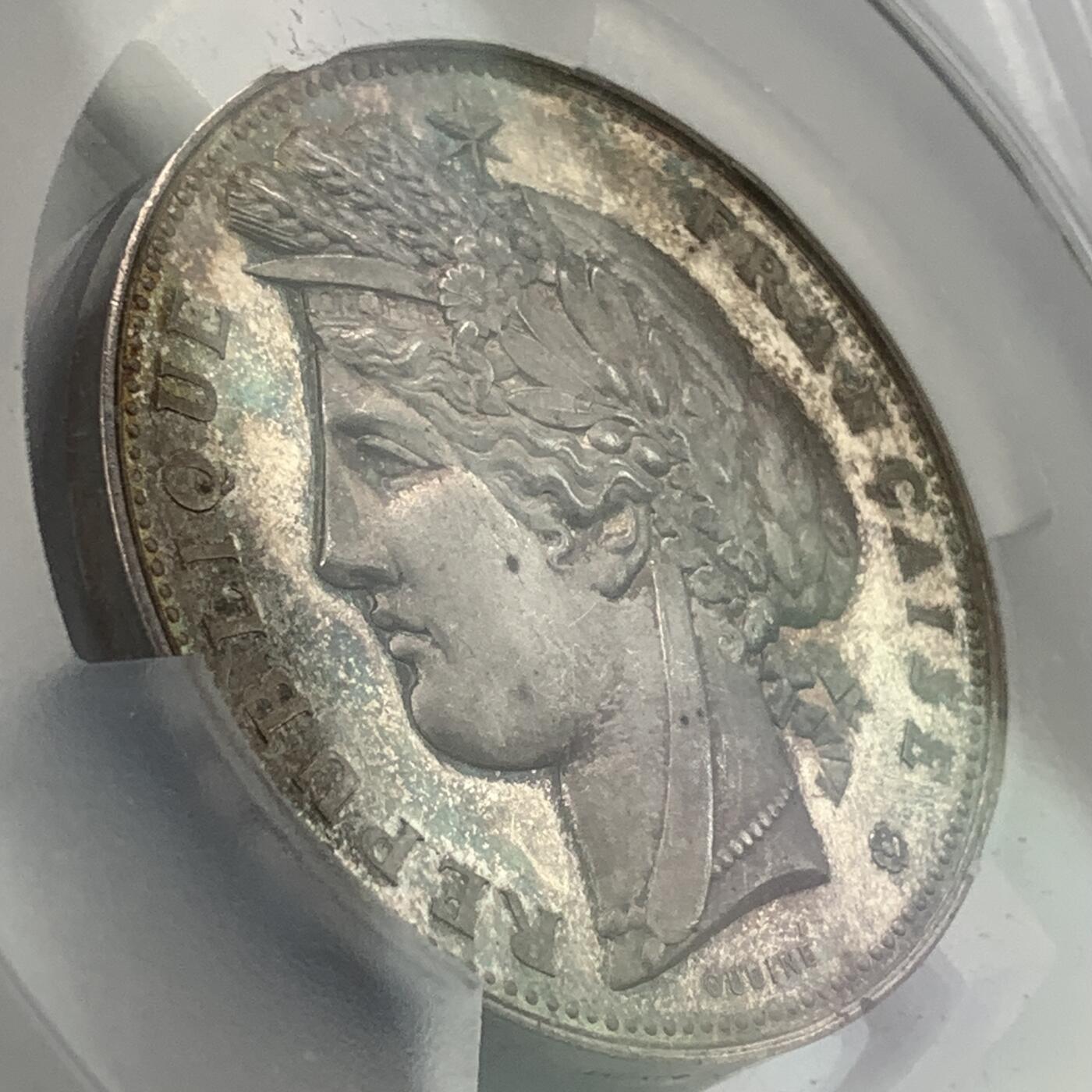 掌中浮雕-藏着的欧洲第059场 PCGS SP63 ：1878年法国农业部颁发的杰出贡献价值纪念银章，50mm，法国雕刻大师奥丁Oudine作品