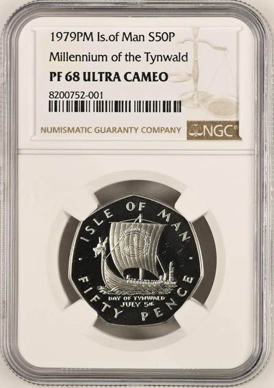 S&S Numismatic世界钱币-拍卖 第126期  - 马恩岛1979年 马恩岛蒂姆瓦尔德日暨皇家到访 50便士精制纪念银币 NGC PF68UC   15.5克925银