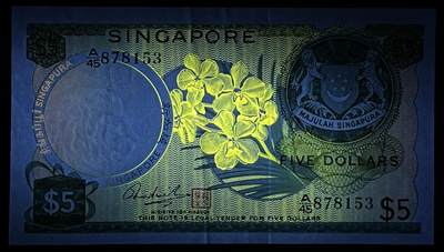 小福收藏拍卖第205期 裸钞场 本期有多张豹子号靓号  大量民国钞 百慕大样钞洋葱冠全套  阿富汗首年份查希尔国王和独立纪念碑 仅发行1000枚亚克力砖封蒙古20000图格里克帝国800周年纪念钞 卢旺达 东加勒比 斯里兰卡等多国精美纸币 新加坡 1967-1972年 5元 花版 韩瑞生签 有红章版 aunc