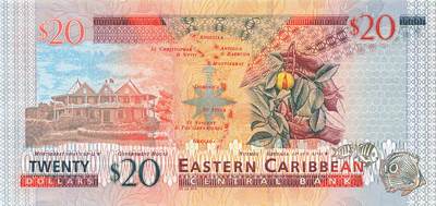 小福收藏拍卖第205期 裸钞场 本期有多张豹子号靓号  大量民国钞 百慕大样钞洋葱冠全套  阿富汗首年份查希尔国王和独立纪念碑 仅发行1000枚亚克力砖封蒙古20000图格里克帝国800周年纪念钞 卢旺达 东加勒比 斯里兰卡等多国精美纸币 东加勒比（M）蒙特塞拉特  2003年 20元 双尾 unc