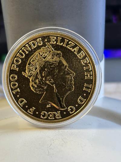 英国2017年女王神兽系列格里芬鹰1盎司纪念金币，9999金