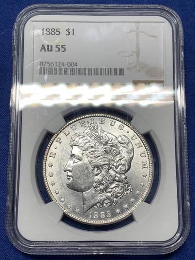 《竞宝斋》第482场 周日，周一 2场连拍 （全场包邮）20级店铺 欢迎送拍 - NGC AU55 美国1885年摩根1美元银币