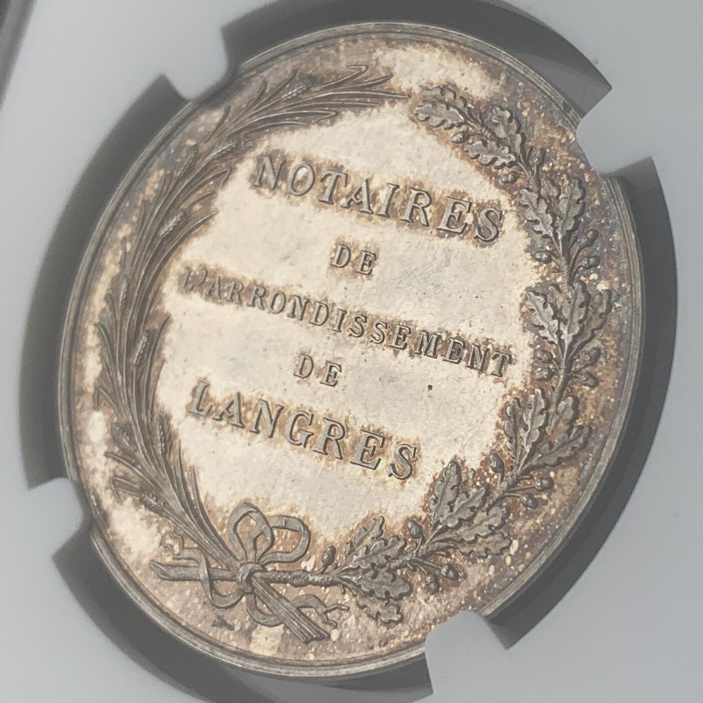 掌中浮雕-藏着的欧洲第059场 NGC MS62 : 法国朗格勒公证人银章，33mm