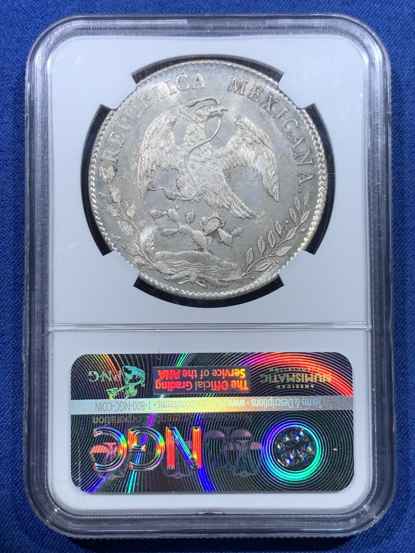 《竞宝斋》第482场 周日，周一 2场连拍 （全场包邮）20级店铺 欢迎送拍 NGC MS63 墨西哥1895年ZS FZ花边鹰洋银币 历经百年崭新出场