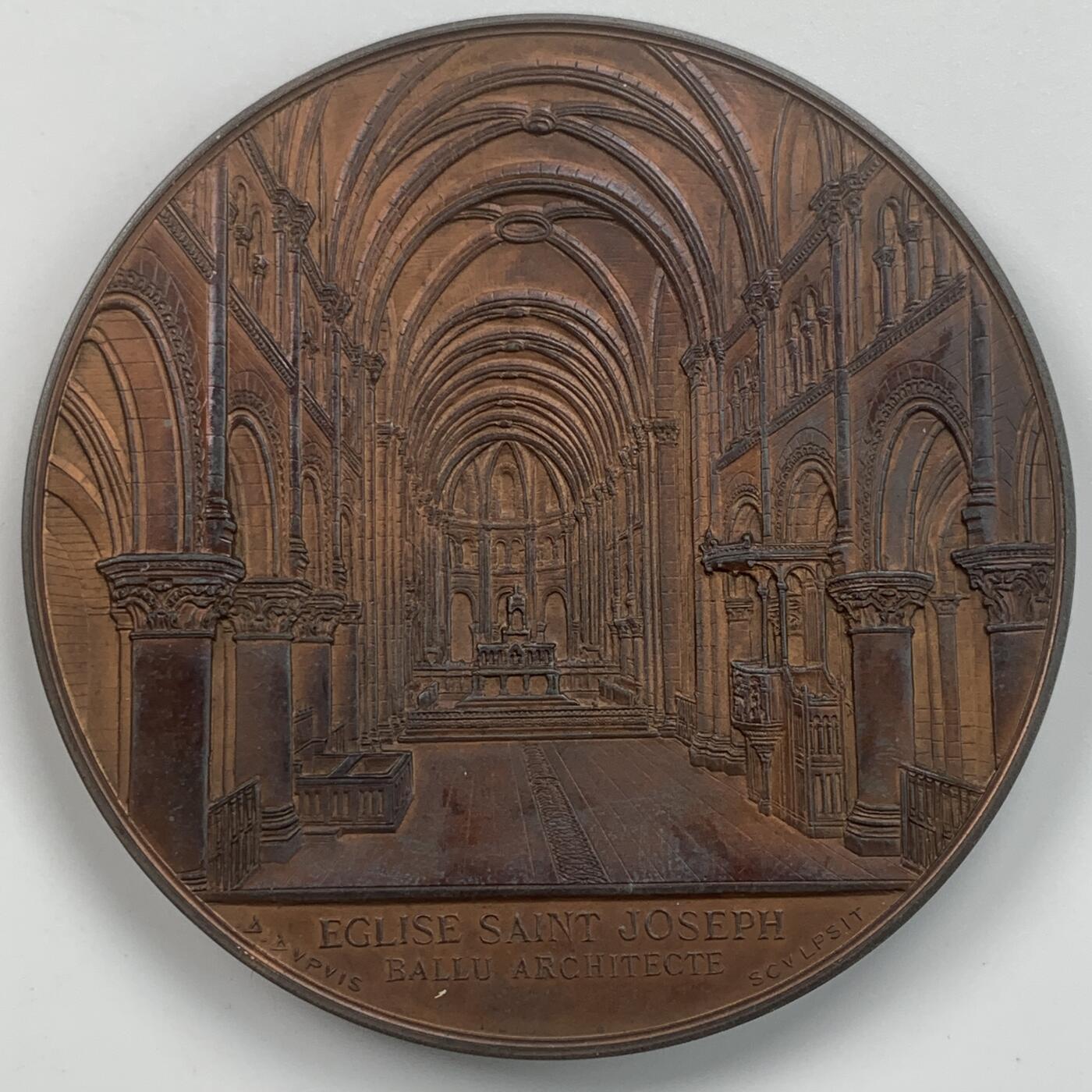 掌中浮雕-藏着的欧洲第059场 法国巴黎圣约瑟夫教堂大铜章，75mm，丰饶角边铭