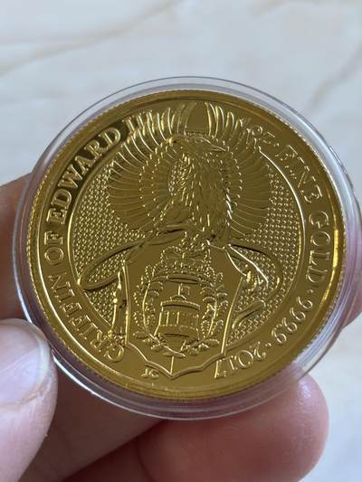 英国2017年女王神兽系列格里芬鹰1盎司纪念金币，9999金