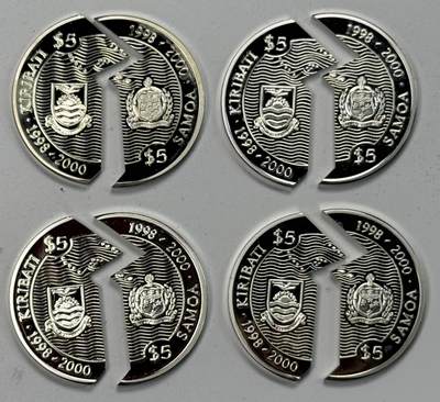 S&S Numismatic世界钱币-拍卖 第126期  萨摩亚和基里巴斯1998年 千禧年-世事变迁/战争和和平/时代和帝国/人物和遗迹 5元精制分割纪念银币4枚全套 925银4X1盎司 发行量10000套  盒证齐全