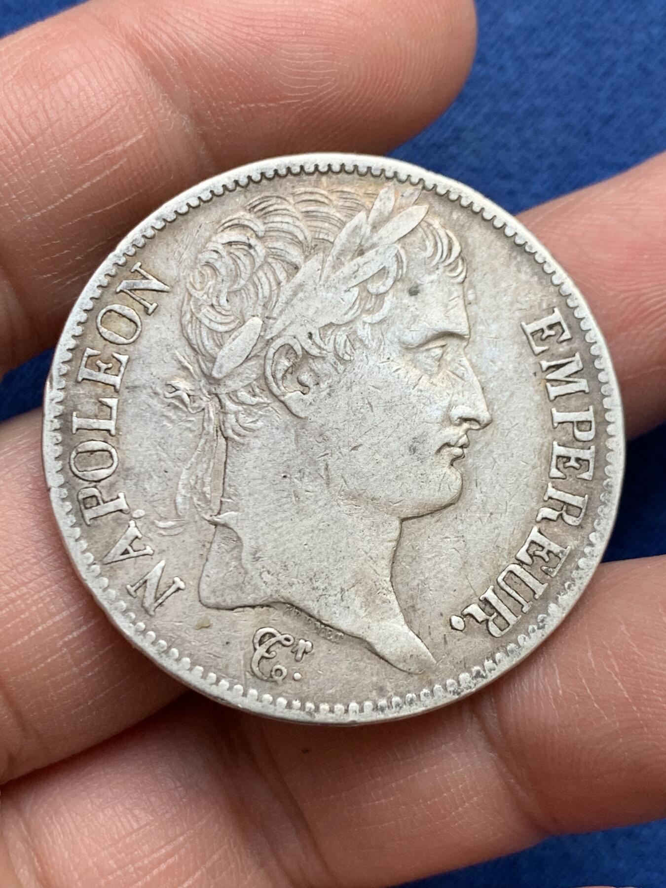 《竞宝斋》第482场 周日，周一 2场连拍 （全场包邮）20级店铺 欢迎送拍 法国1811年T版拿破仑一世5法郎大银币，南特造币厂