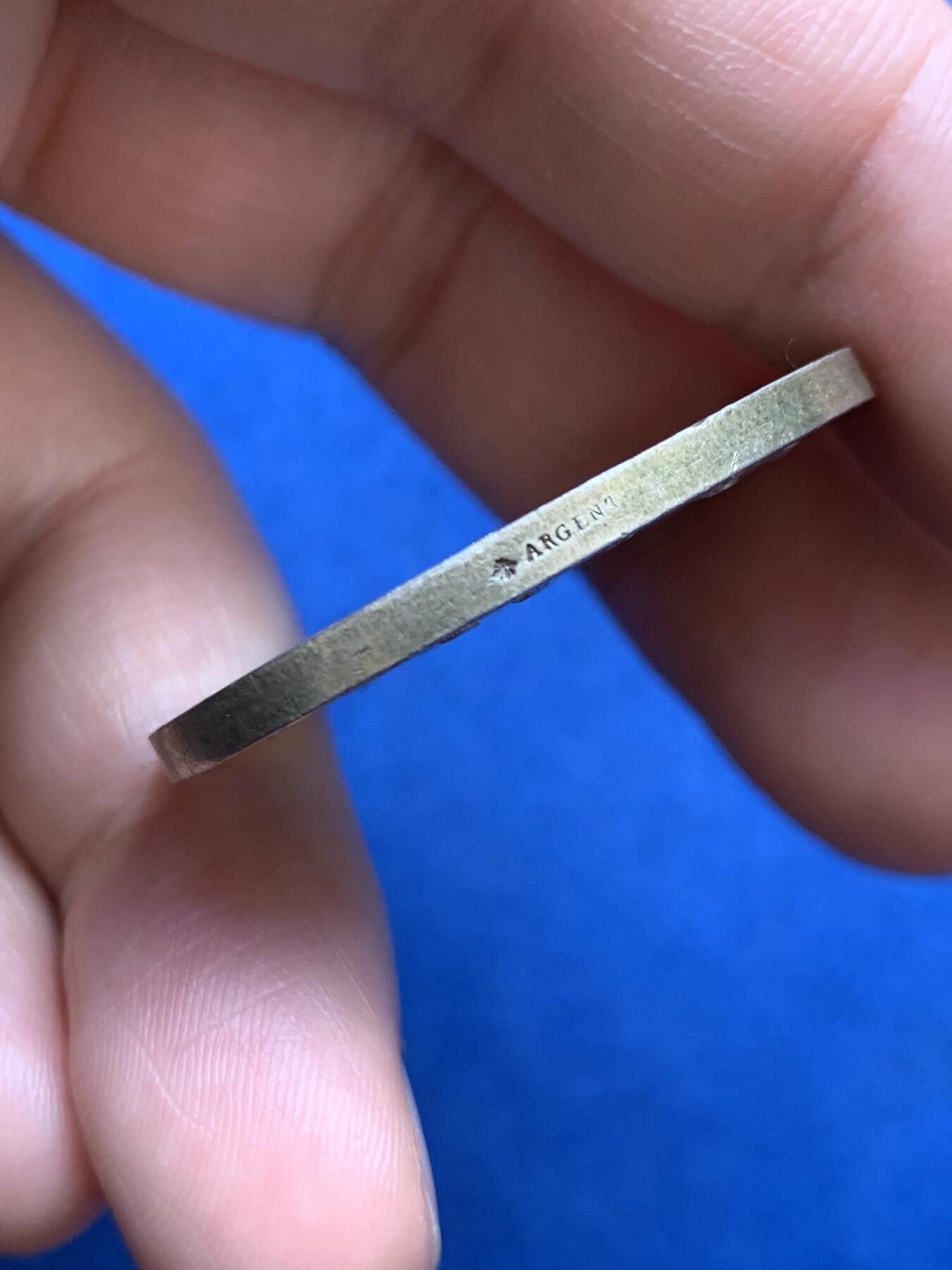 《竞宝斋》第482场 周日，周一 2场连拍 （全场包邮）20级店铺 欢迎送拍 法国结婚纪念银章 34.5mm 18克 蜜蜂银标