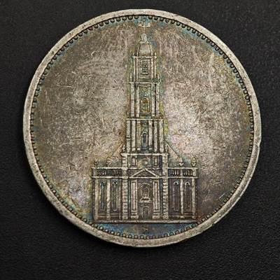 【淘币小摊】实时拍第八百九十六拍   银币套币场    每周一统一发货 德国1935年教堂5马克银币彩色包浆