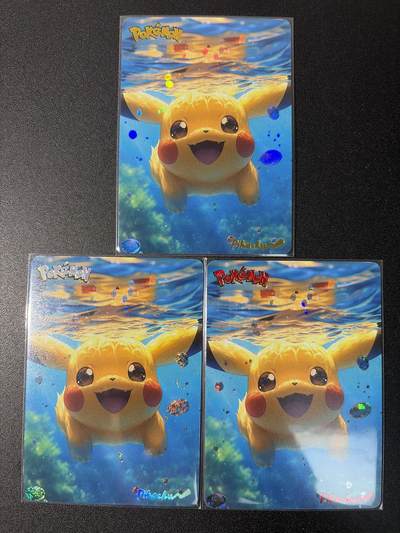 NO.31 好又多金牌大场，期期夯爆，每周必拍！要啥有啥，一站式配齐，方便凑单！（周6晚9点截拍，卖家送拍0抽成！） 宝可梦 比卡丘 烫金彩闪 烫银圆点镭射 烫红马赛克 3张 （烫金有点起角，不影响观感，介意勿拍）