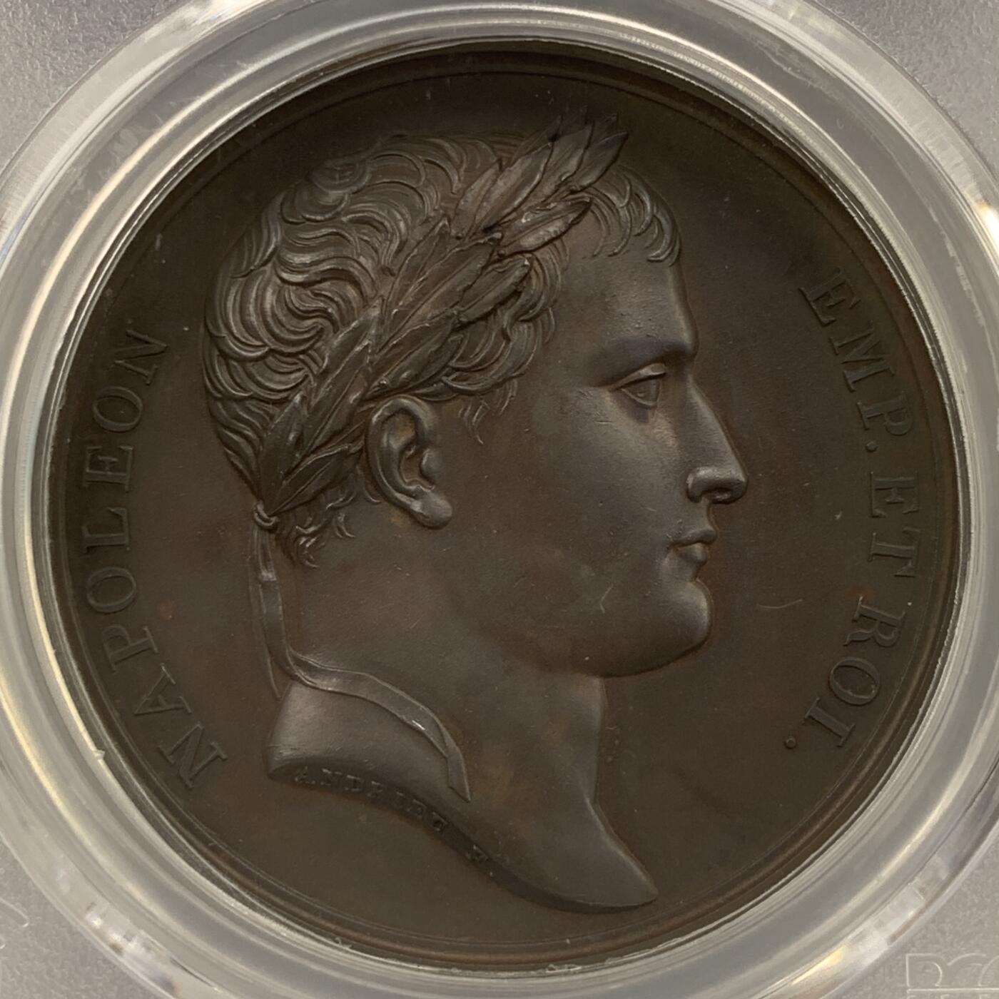 掌中浮雕-藏着的欧洲第059场 PCGS SP64 : 1812年法国拿破仑一世,法军抵达伏尔加河铜章，40mm