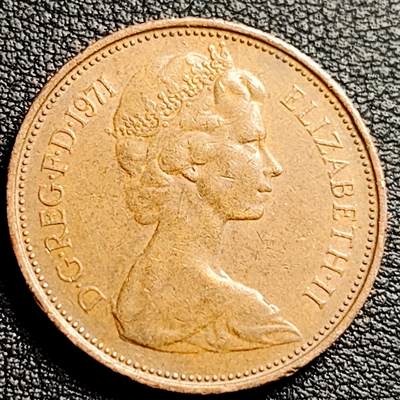 泉币菌-第230场-拍品多 请提前出价 1971年 英国2便士铜币 威尔士皇冠 25.9mm
