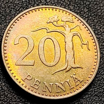 泉币菌-第230场-拍品多 请提前出价 芬兰20芬尼 1978年 皇冠狮子 树 23mm 欧洲币