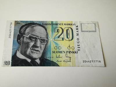 零零发流通品外国纸币拍卖 无佣金 芬兰20马克有小裂口