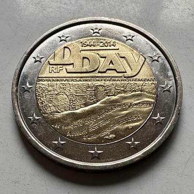 🌹外币初藏🌹🐯2026年第45场   每周二四六晚8️⃣点  世界硬币 法国 2014年 诺曼底登陆70周年 2欧元纪念币