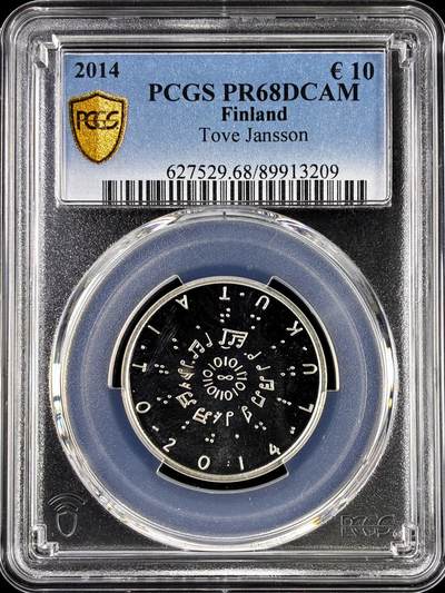 【雨安】【直播拍卖】【评级币章-132期】 2026-04-25 周六 19:30 (金价1050, 银价18.60)  [评级欧元] Finland 欧元 芬兰 10欧元 2014年 作家托芙·扬松 Tove Jansson PCGS-PR68DCAM 精制币
