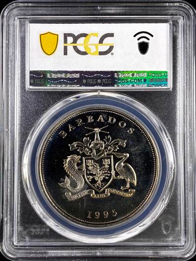 【雨安】【直播拍卖】【评级币章-132期】 2026-04-25 周六 19:30 (金价1050, 银价18.60)  [评级现代] Barbados 巴巴多斯 5元 1995年 联合国50周年  PCGS-MS66