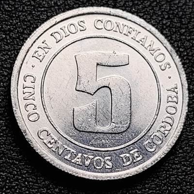 泉币菌-第230场-拍品多 请提前出价 原光 尼加拉瓜年1974年 5分铝制硬币 20.5毫米 1.4克 纪念币铜钱