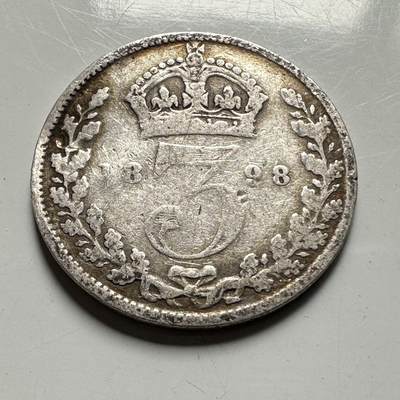 🌹外币初藏🌹🐯2026年第45场   每周二四六晚8️⃣点  世界硬币 英国 1898年 维多利亚 3便士银币