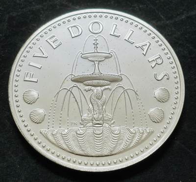 文馨钱币收藏第 303 场，【五一钱币荟，收藏盛宴】长期接代拍业务 全新 1974 年巴巴多斯五元精制纪念银币，31.1 克 800 银