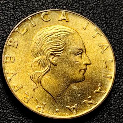 泉币菌-第230场-拍品多 请提前出价 原铜光极美 意大利1991年200里拉 丰收女神 齿轮 铝青铜币 外国硬币 24mm 