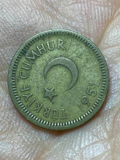2026年第四十七场(总第二百一十六场）外国好品散币场(免佣金) 土耳其🇹🇷1951年5库鲁什(独立后第四套流通硬币)
