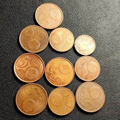 泉币菌-第230场-拍品多 请提前出价 10枚一组 欧分币混合面值、国家、年份