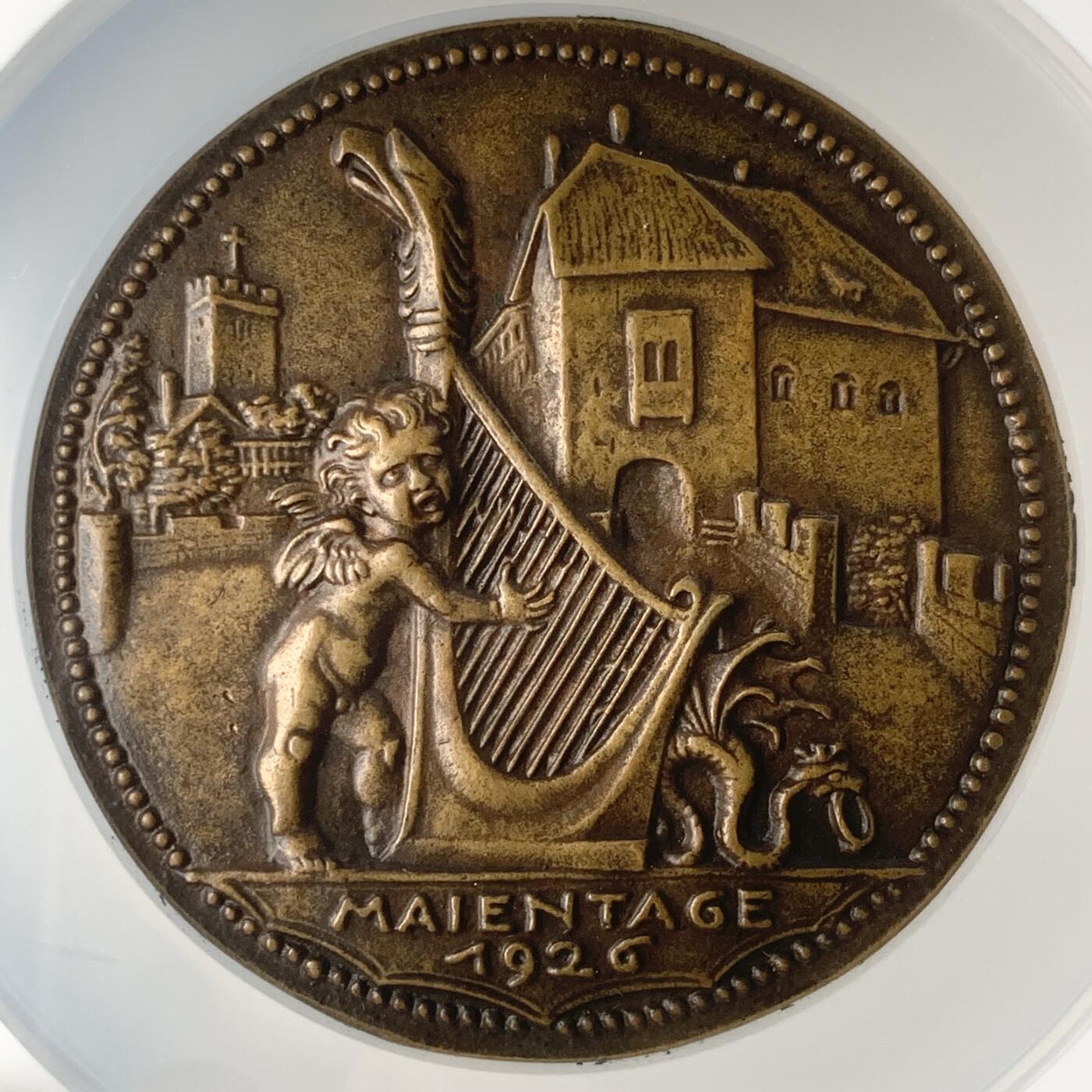 掌中浮雕-藏着的欧洲第059场 NGC MS63 : 1926年德国瓦特堡五月节，歌德&贝多芬铜章，75mm，大师卡尔哥茨作品，歌茨目录op367               