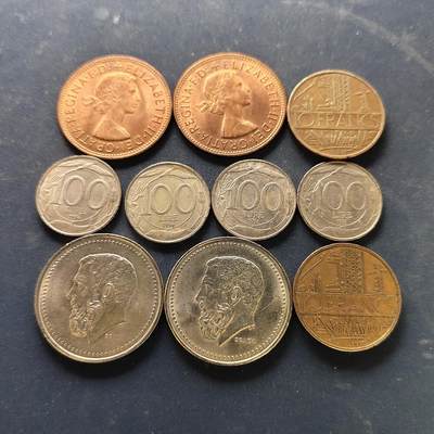 【全场包邮】纯粹捡漏拍522场 世界各国各年份散币10枚一组-英国+法国+希腊+意大利