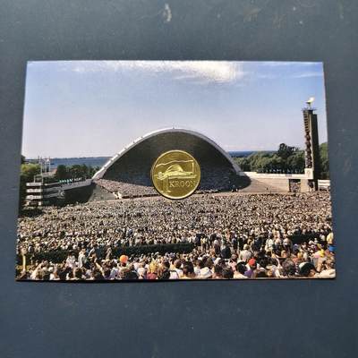 【全场包邮】纯粹捡漏拍522场 爱沙尼亚1999年1克朗23届爱沙尼亚音乐节官方卡装纪念币