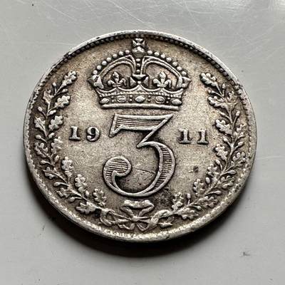 🌹外币初藏🌹🐯2026年第45场   每周二四六晚8️⃣点  世界硬币 英国 1911年 乔治五世 3便士银币  b