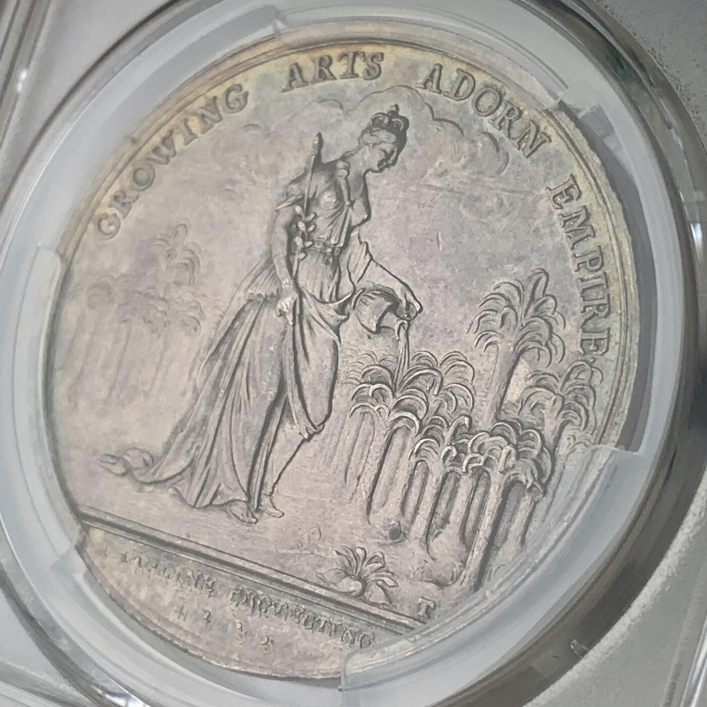 掌中浮雕-藏着的欧洲第059场 PCGS MS61 : 1736年英国乔治二世时期北美殖民地银章，39mm，Eimer-537