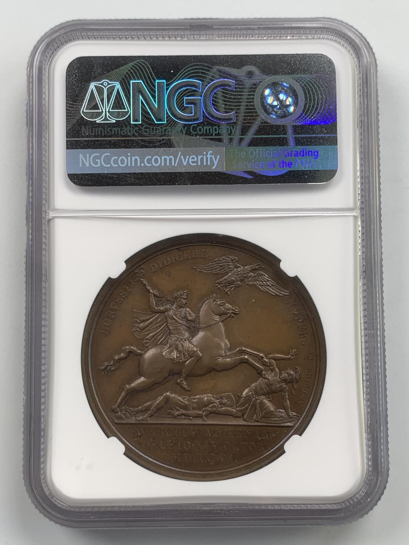 掌中浮雕-藏着的欧洲第059场 NGC MS64 : 1806年法国拿破仑一世耶拿战役铜章，40mm