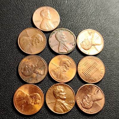 泉币菌-第230场-拍品多 请提前出价 10枚一组 美国林肯铜币 林肯纪念堂 混合年份