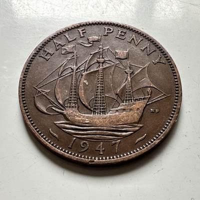 🌹外币初藏🌹🐯2026年第45场   每周二四六晚8️⃣点  世界硬币 英国 1947年 乔治六世 半便士铜币