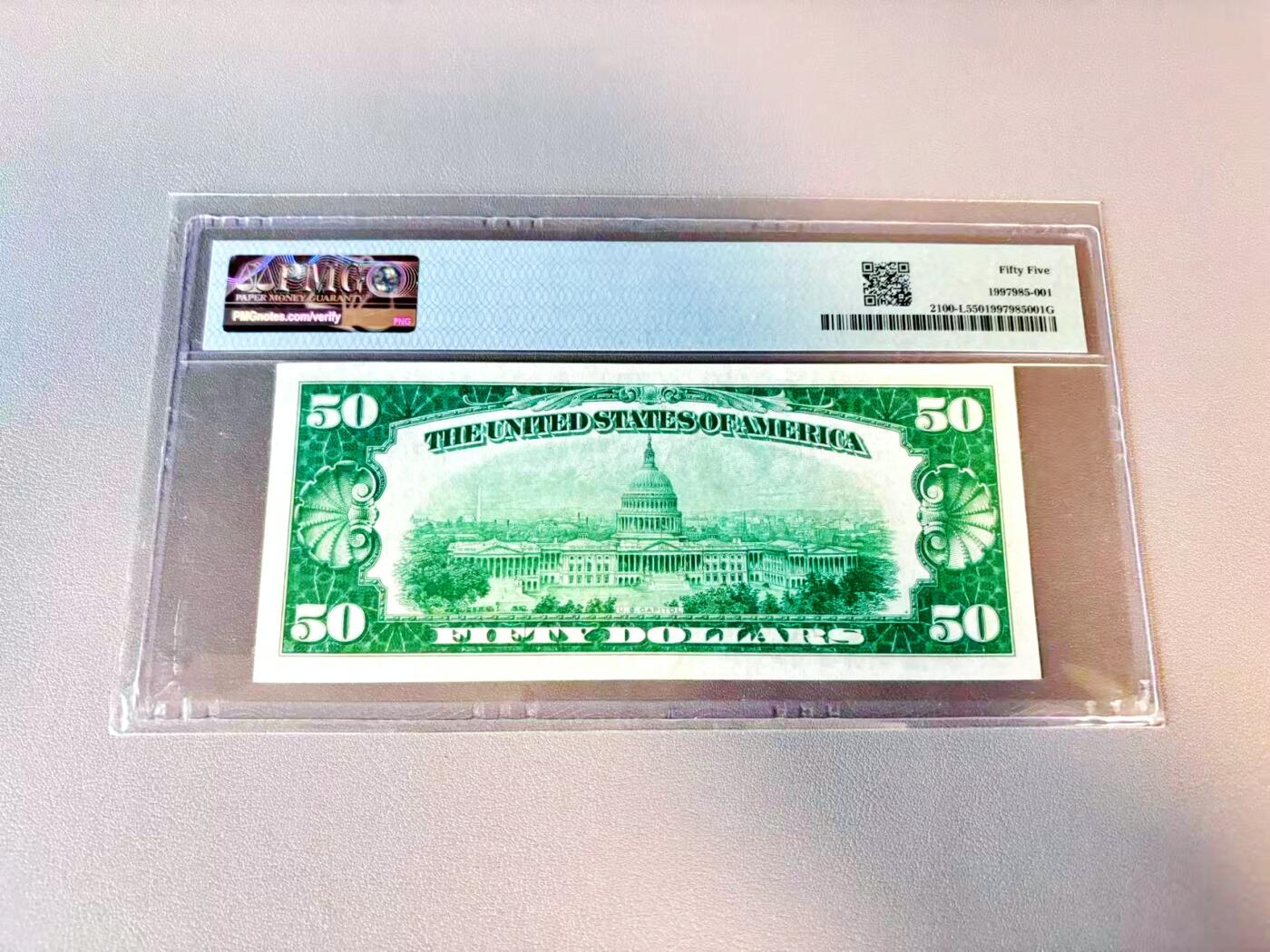 【Blue Auction】世界纸币精拍第812期——18级TOP拍卖/信誉/品质/专业/高效💫 【老虎6 无47】美国 1928年50美金 旧金山版 PMG55