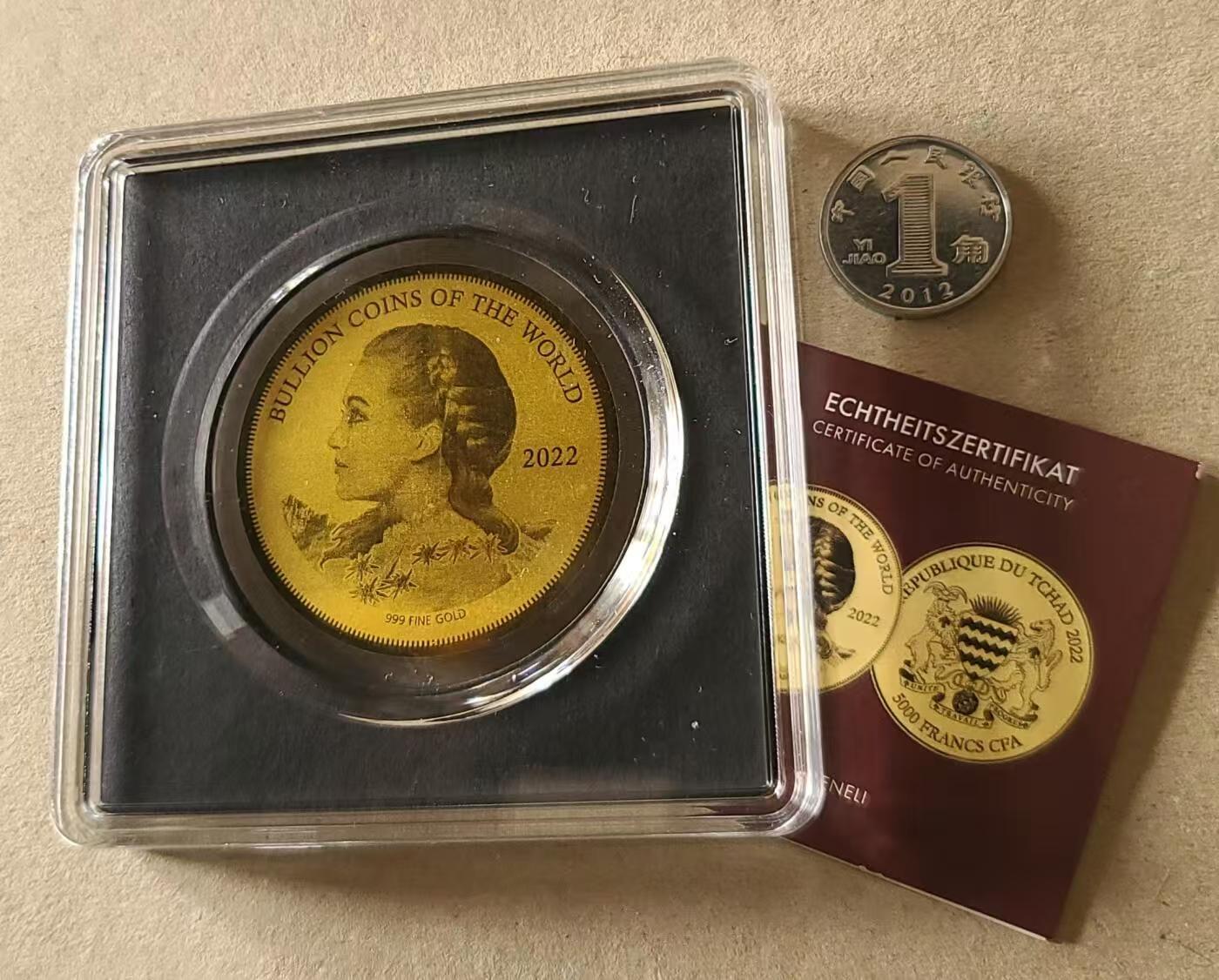 ❤️【币观天下】❤️ 第349期钱币拍卖场- 2026.4.24周五晚上6点半场 长期征集拍品   乍得2022年瑞士雷内利1/200盎司金币带证书（后配包装）