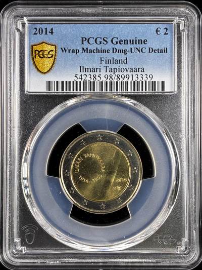 【雨安】【直播拍卖】【评级币章-132期】 2026-04-25 周六 19:30 (金价1050, 银价18.60)  [评级欧元] Finland 欧元 芬兰 2欧元 2014年 设计师塔皮奥瓦拉 Tapiovaara  PCGS-UNC