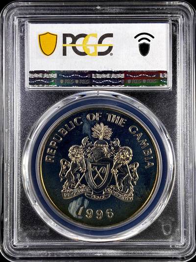 【雨安】【直播拍卖】【评级币章-132期】 2026-04-25 周六 19:30 (金价1050, 银价18.60)  [评级现代] Gambia 冈比亚 10元 1996年 女王70岁生日  PCGS-MS65