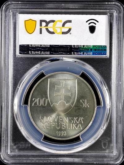 【雨安】【直播拍卖】【评级币章-132期】 2026-04-25 周六 19:30 (金价1050, 银价18.60)  [评级现代] Slovakia 斯洛伐克 200克朗 1993年 史学家扬·科拉尔 Kollar  PCGS-MS67