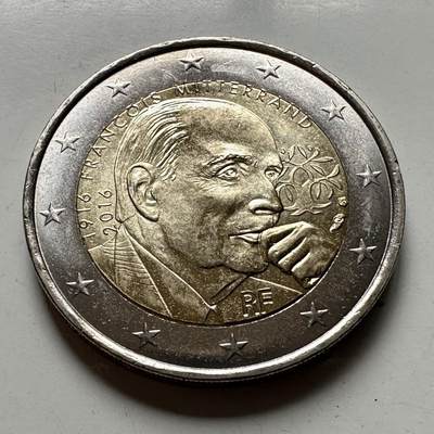 🌹外币初藏🌹🐯2026年第45场   每周二四六晚8️⃣点  世界硬币 - 法国 2016年 弗朗索瓦·密特朗诞辰100周年 2欧元纪念币