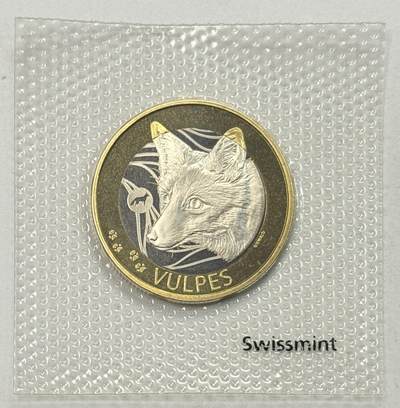 S&S Numismatic世界钱币-拍卖 第126期  瑞士2021年 瑞士森林动物-赤狐 10法郎双色纪念币 原厂塑封