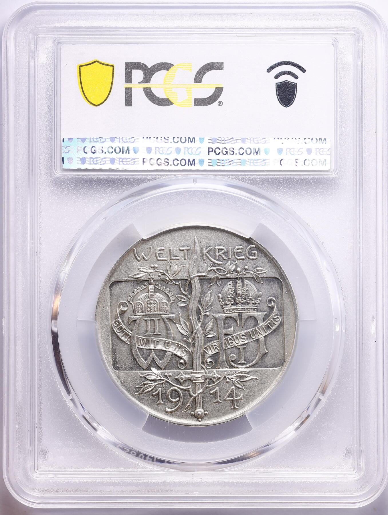观钱 近现代机制币拍卖No.009（全场顺丰包邮，不区分偏远地区）  1914 年德意志帝国 “一战爆发” 银质纪念章 PCGS SP62（Zetzmann-3015）